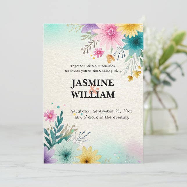 💐 Convite 🌿 Casamento de Jardim Whimsical 💌 (Em pé/Frente)