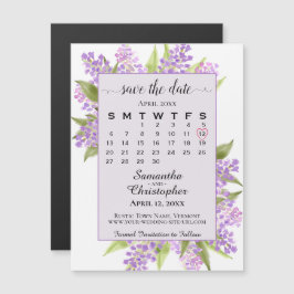Convite Casamento de Lavanda Lilacs e Calendário Salvar a