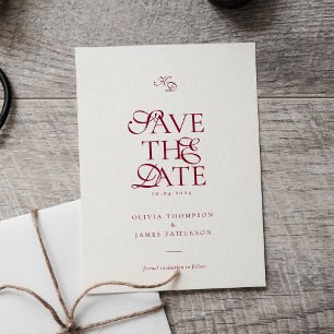 Convite Casamento de Letra Minúscula Burgundy Profundo