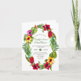 Convite Casamento de Luau Radiant Tropical Floral Wreath