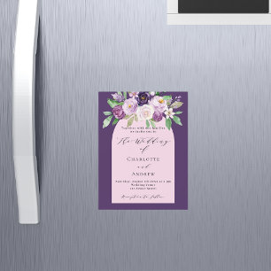 Convite Casamento de luxo com flores cor-de-rosa púrpura