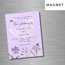 Convite Casamento de luxo com flores silvestres, borboleta