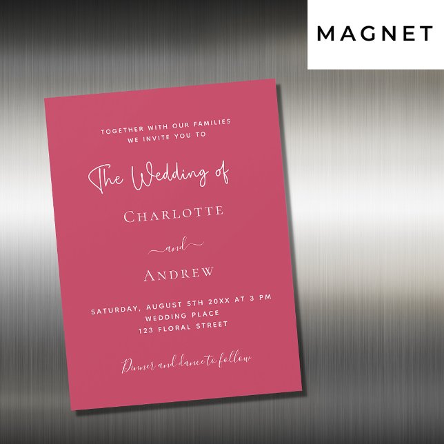 Convite Casamento de luxo com guião magenta elegante (Criador carregado)