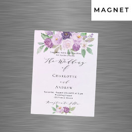 Convite Casamento de luxo com rosas de flores violetas