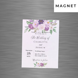 Convite Casamento de luxo com rosas de flores violetas