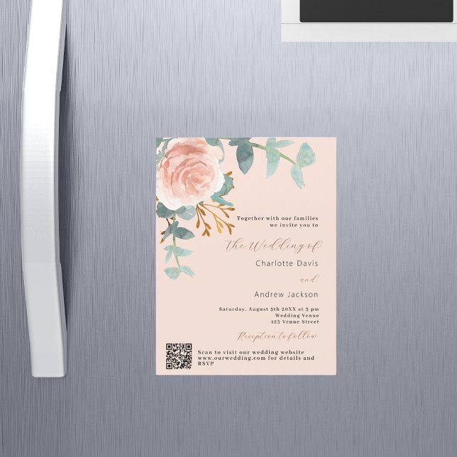 Convite Casamento de luxo de RSVP RSVP de rosa floral Peac (Criador carregado)