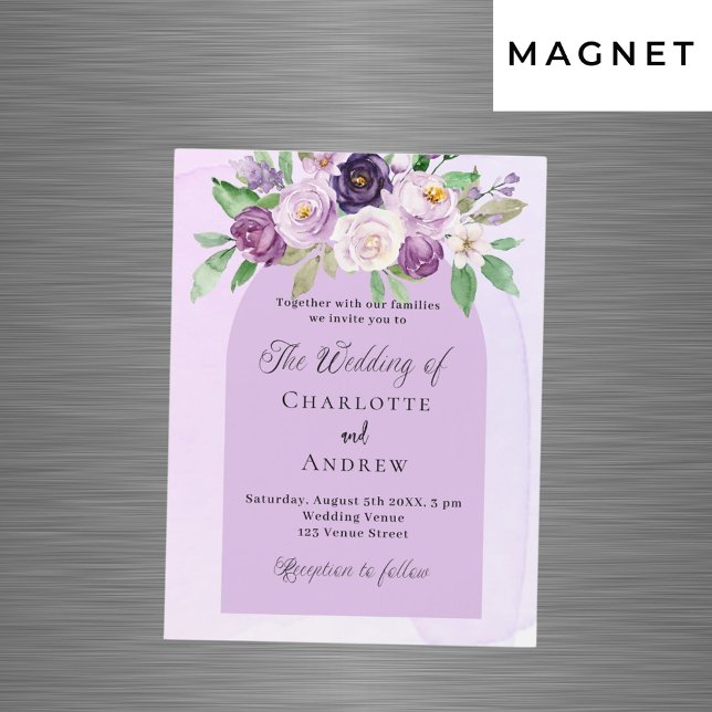 Convite Casamento de luxo violento com flores (Criador carregado)