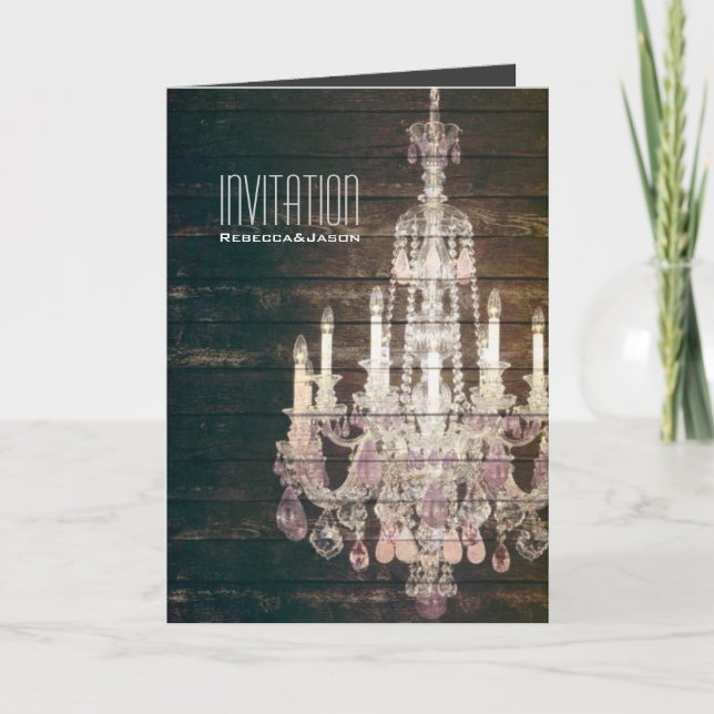 Convite Casamento de madeira do candelabro do celeiro (Frente)