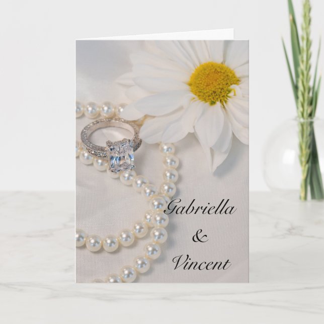 Convite Casamento de Margarida Branca Elegante (Frente)