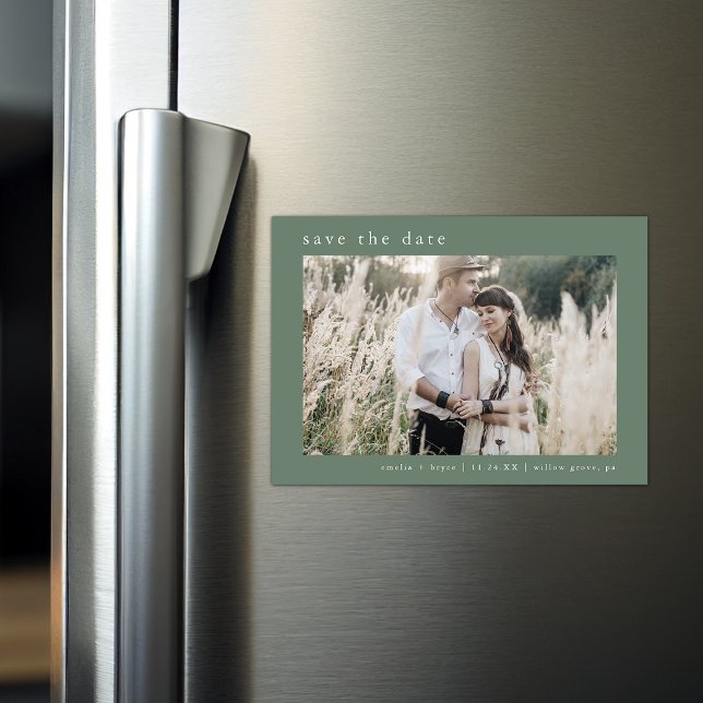 Convite Casamento de Montanha da EMELIA Foto Sage Salvar a (EMELIA Photo Sage Mountain Wedding Save the Date Magnetic Invitation)