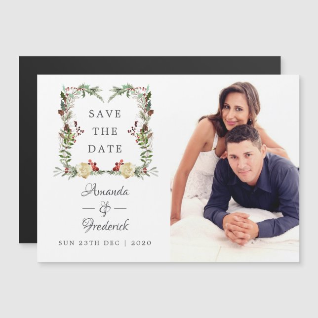 Convite Casamento de Natal no Bosque de Inverno Salve a Da (Frente/Verso)