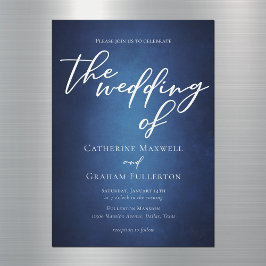 Convite Casamento de Noite Minimalista Moderno Azul
