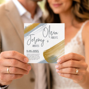Convite Casamento de Outono Dourado Moderno Elegante Salva
