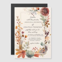 Convite Casamento de Outono Floral Marfim Boho Creme