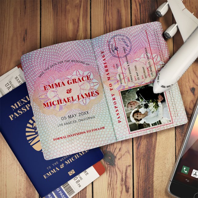Convite Casamento de Passaporte de Destino do México Salva (Criador carregado)