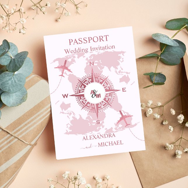 Convite Casamento de Passaporte de Destino Dourado Moderno (Criador carregado)