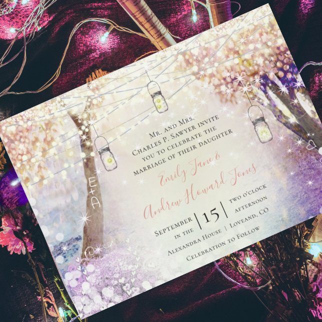 Convite Casamento de Pastel Púrpura Púrpura Azul Fada Verd (Criador carregado)