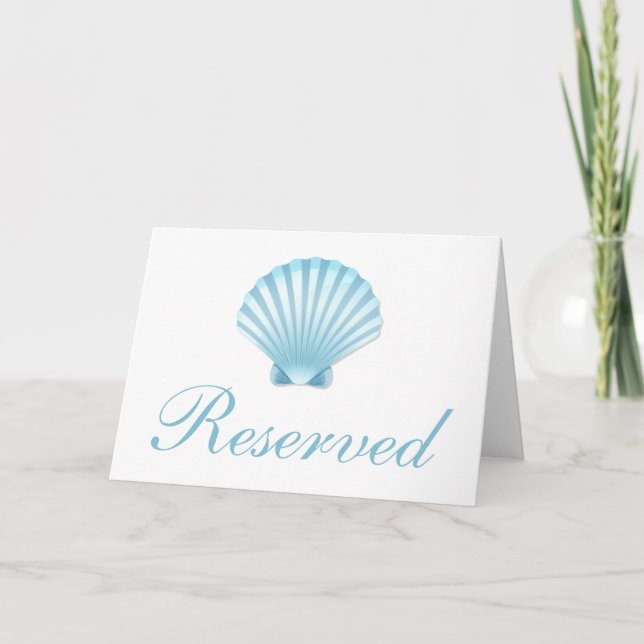Convite Casamento de praia azul de Seashell Náutico Reserv (Verso)