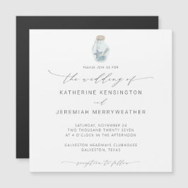 Convite Casamento de Script Moderno Elegant Beach Seashell