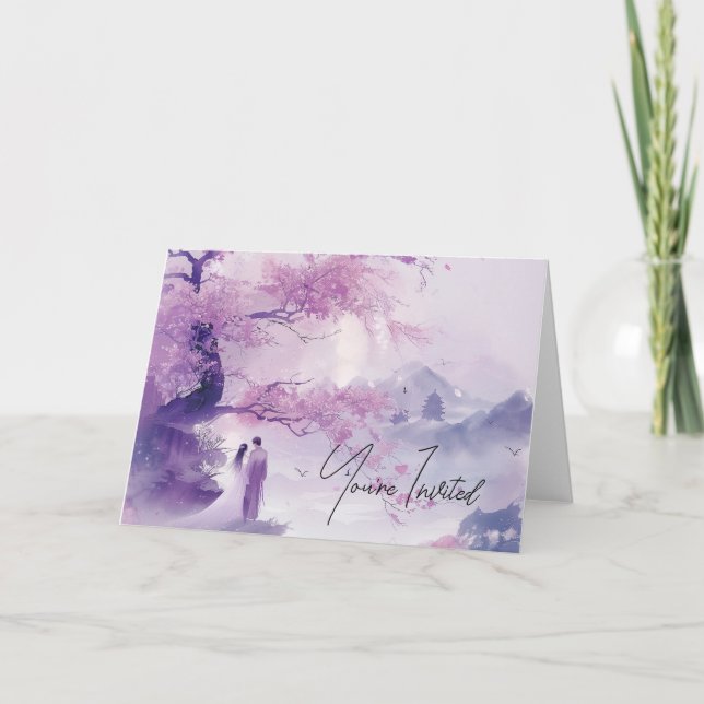 Convite Casamento de Tema de Lavanda de Noiva e Horto (Frente)