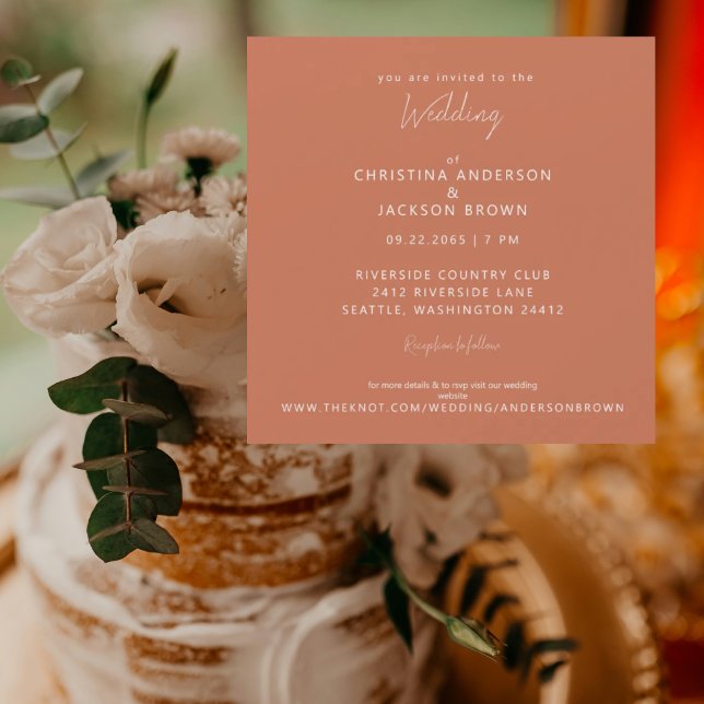 Convite Casamento de Terracota Moderna  (Criador carregado)