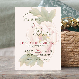 Convite Casamento do Elegante Blush Peony Rosa Salve a Dat