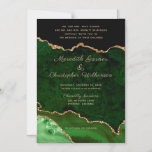 Convite Casamento Dourado de Agate Glitter Elegante Verde<br><div class="desc">Design de Casamento de Glitter,  Agate Dourado Verde Elegante</div>