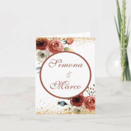 Convite Casamento Dourado, Floral, Cor de Água Romântica R