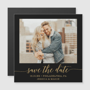 Convite Casamento Dourado Mínimo Elegante Salva A Data M