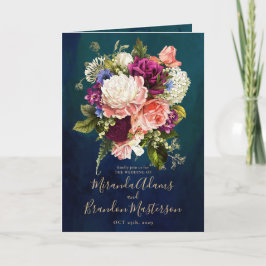 Convite Casamento Dourado Romântico de Emerald Verde