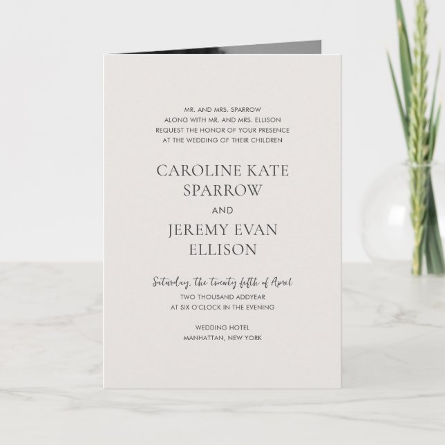 Convite Casamento Elegante Código QR Neutro e Limpo (Frente)