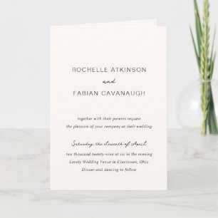 Convite Casamento Elegante de Creme Simples