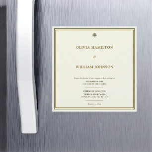 Convite Casamento Elegante de Ivory e Tipografia Dourada