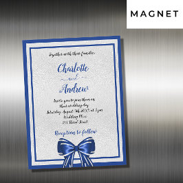 Convite Casamento elegante de luxo arco de prata azul