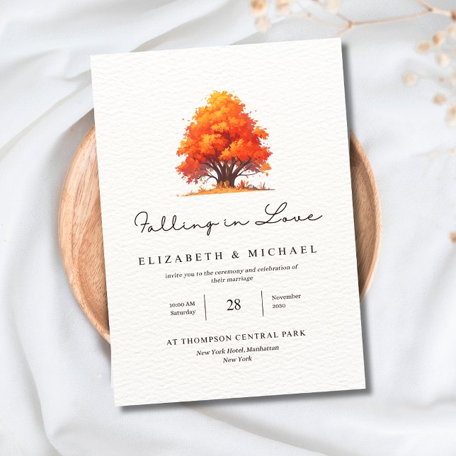 Convite Casamento Elegante de Outono Apaixonado (Criador carregado)