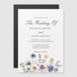 Convite Casamento Elegante de Primavera com Flores Silvest
