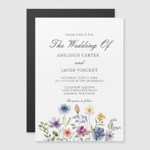 Convite Casamento Elegante de Primavera com Flores Silvest
