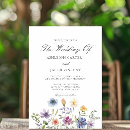 Convite Casamento Elegante de Primavera com Flores Silvest