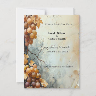 Convite Casamento Elegante em Vinícola com Aquarela Save t