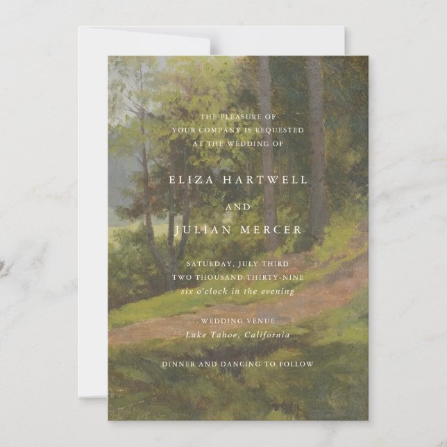 Convite Casamento Elegante Floresta Rústica (Frente)
