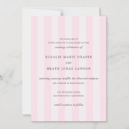 Convite Casamento Elegante Listras Rosa Moderno