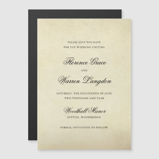 Convite Casamento Elegante Vintage Salve a Data (Frente/Verso)