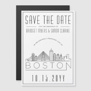Convite Casamento em Boston   Silhueta Estilizada do Horiz
