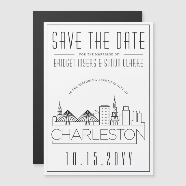 Convite Casamento em Charleston|Silhueta Estilizada da Cid (Frente/Verso)
