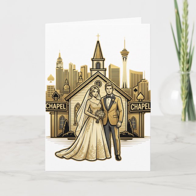 Convite Casamento em Las Vegas com Skyline (Frente)
