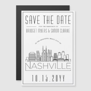 Convite Casamento em Nashville   Silhueta Estilizada da Ci