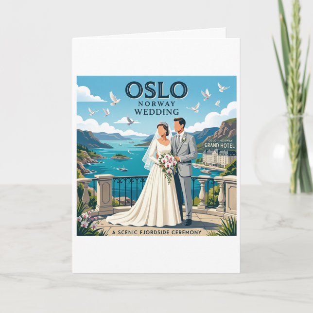 Convite Casamento em Oslo, Noruega (Frente)