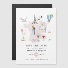 Convite Casamento em Paris com Monograma Save the Date