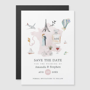 Convite Casamento em Paris com Monograma Save the Date