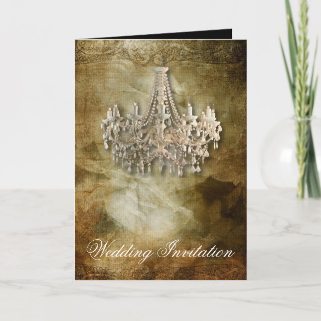 Convite casamento entre vintage e Chandelier (Frente)